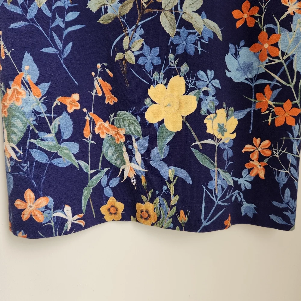 Lands' End Vintage Floral Navy Blue Keyhole Dress Sleeveless Knee Length Size 10 - Picture 5 of 11